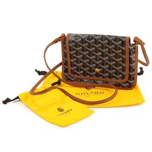 GOYARD Plumet Pocket Wallet Shoulder Bag PVC Leather Black Purse 90269150